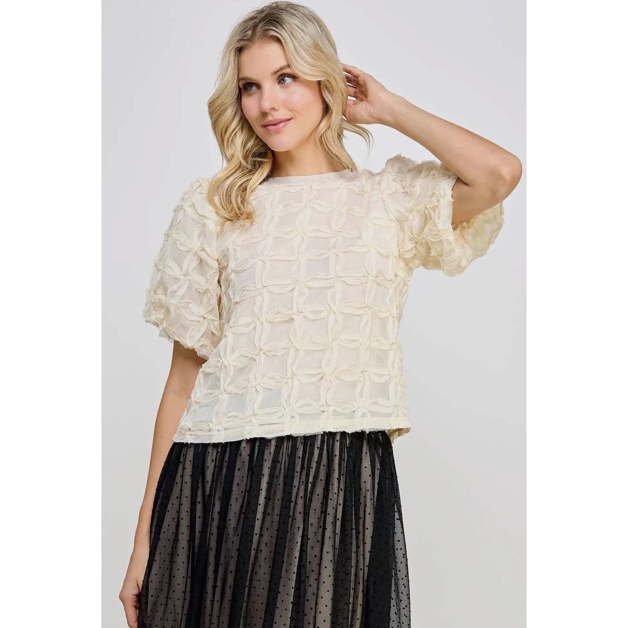 Cream Textured Top