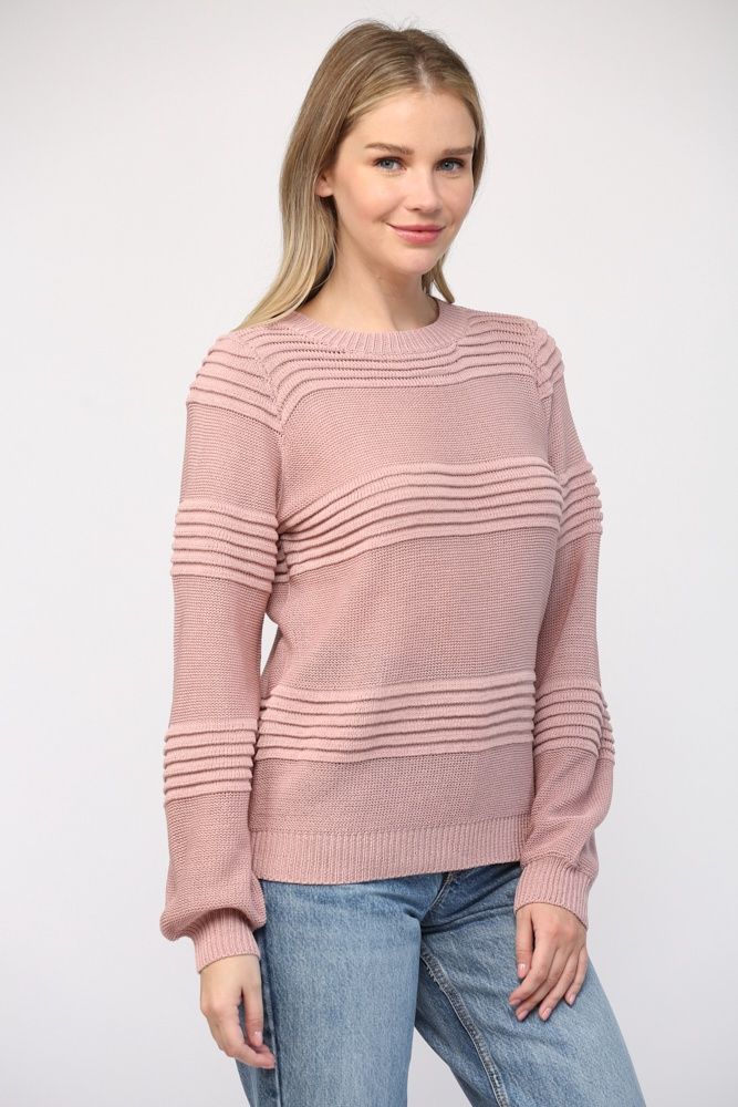 Textured Stripe Crew Neck - SALE - MSRP: $50 | Over 50% off