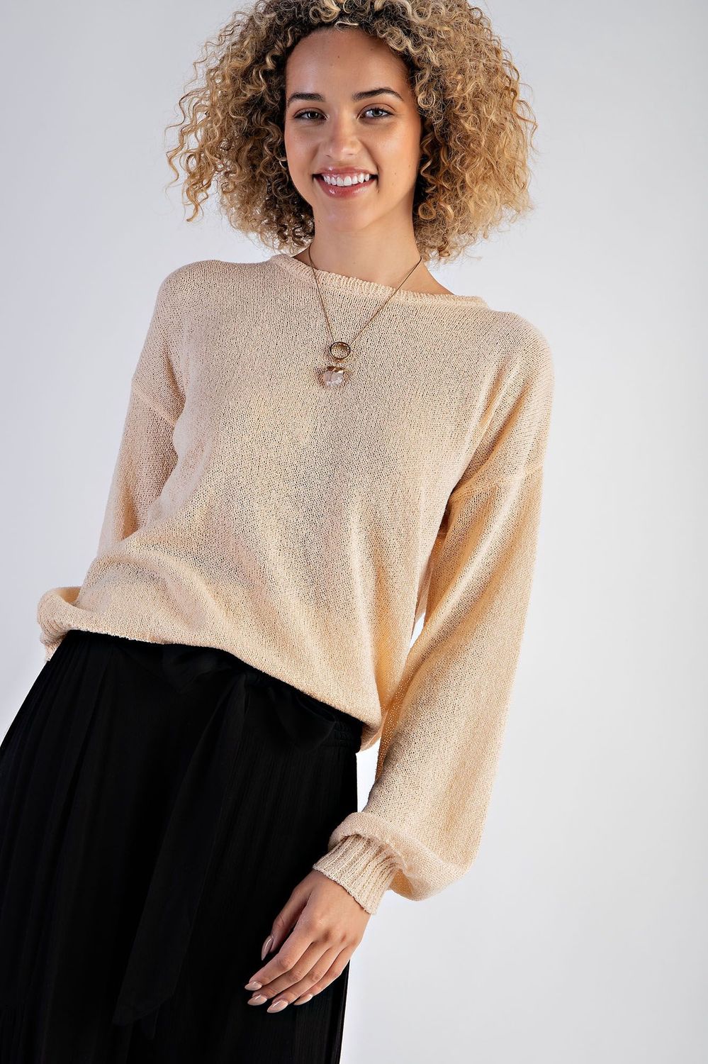 Long Sleeve Knitted Sweater Top - SALE - MSRP: $50 - Over 50% off
