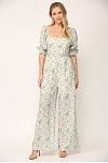 Ditsy Floral Print Square Neck Jumpsuit - SALE - MSRP:  $67