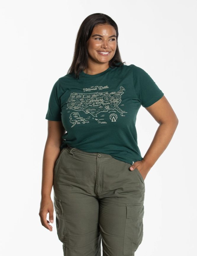 National Parks Map Tee, Size: Xtra-Small, Color: Spruce