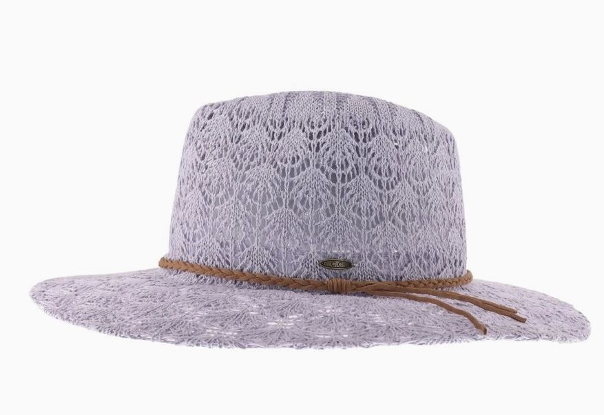 Horseshoe Lace Knit with Braided Suede Trim C.C. Panama Hat