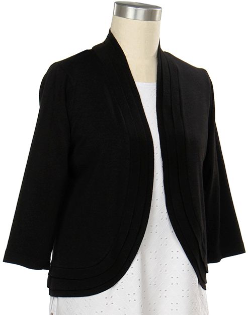 3/4 Slv Sherry Solid Shrug Sweater
