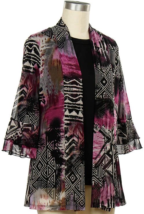 Patrice Print 3/4 Slv Mesh Jacket