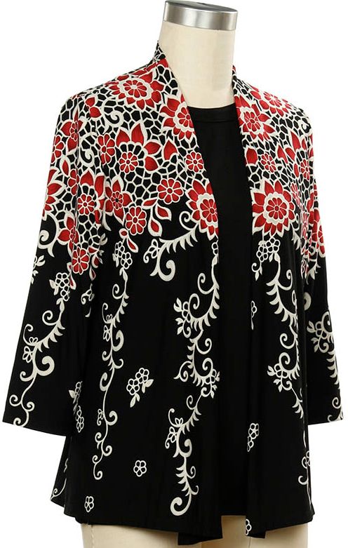 Midnight Moonlight 3/4 Slv Border Print Jacket