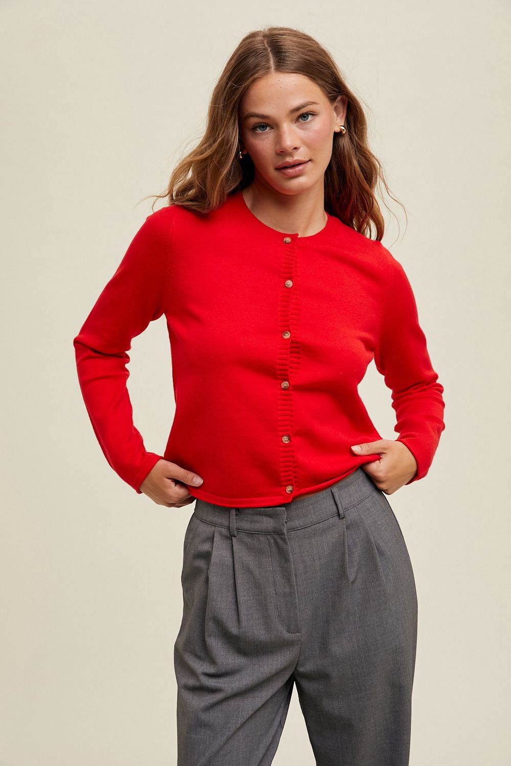 Brushed Button-Up Cardigan