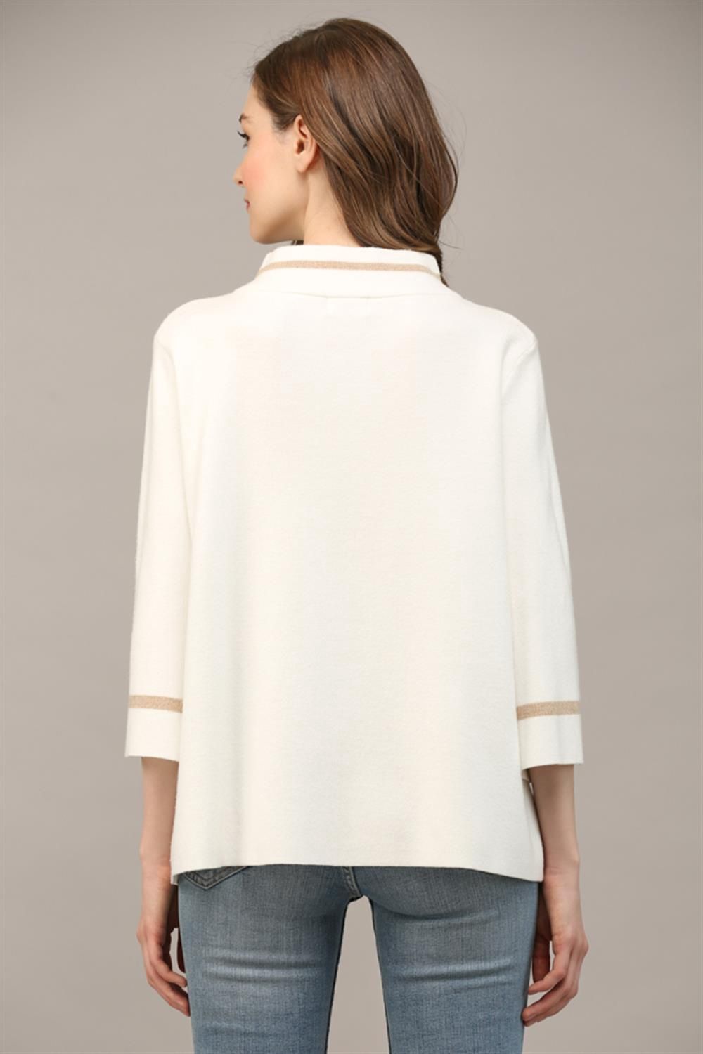 Contrast Lurex Yarn Det Mock Neck Sweater | SALE | MSRP: $55 | 40% Off
