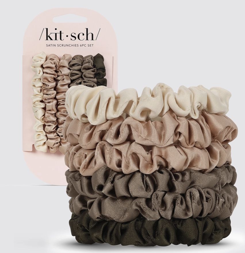 Ultra Petite Satin Scrunchies 6pc, Color: Eucalyptus