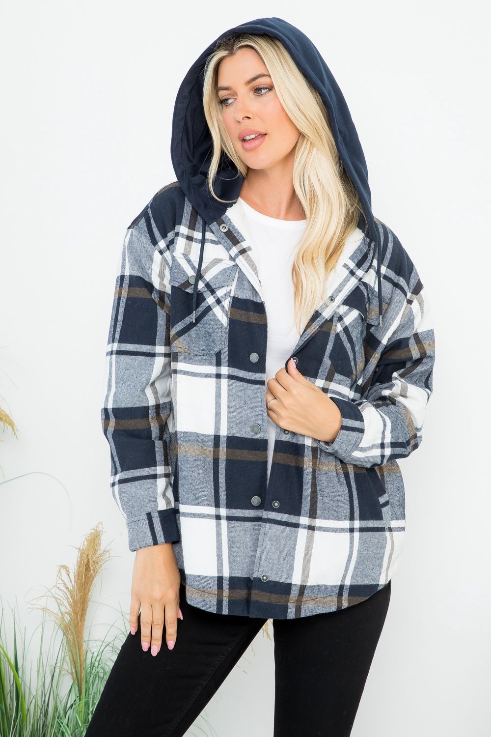 Sherpa Lined Hooded Flannel Shacket