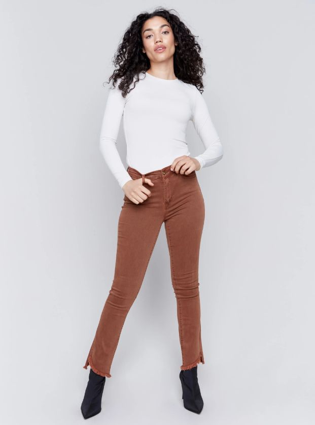 Bootcut Twill Pants w/Asymmetrical Hem - SALE - 40% Off