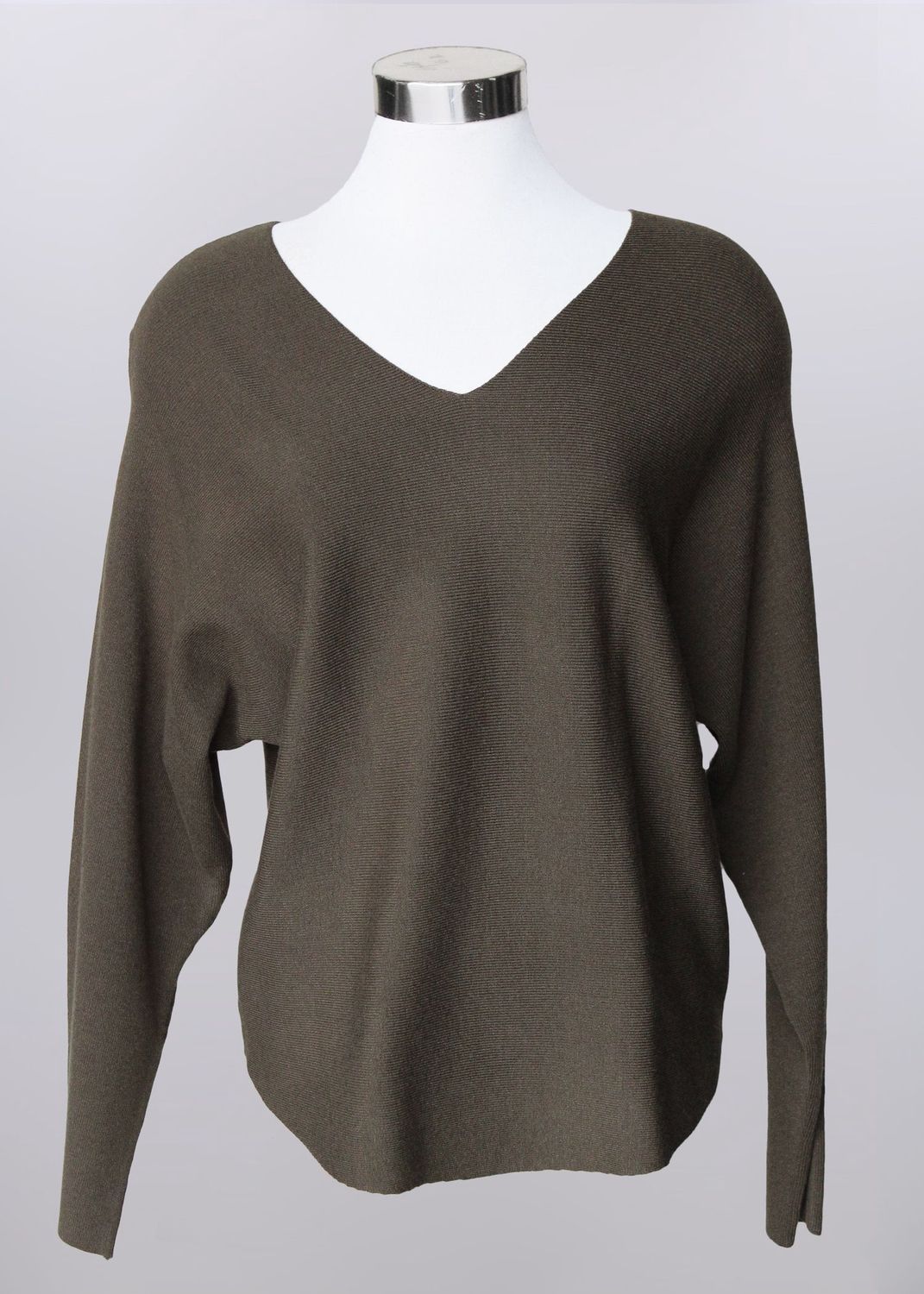 Soft Olive V Neck Sweater - SALE - 50% Off