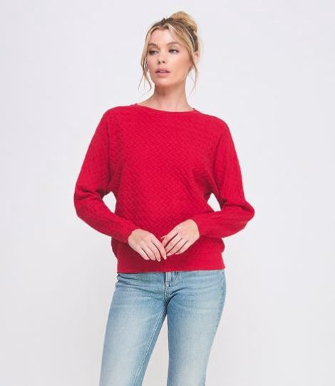 Soft Herringbone Textured Dolman Sweater