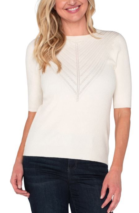 Elbow Sleeve Crew Neck Sweater