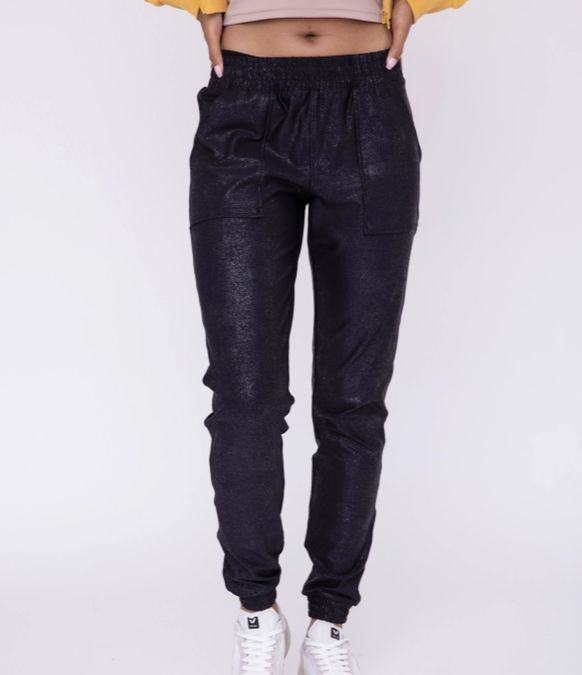 Foil Printed High-Waisted Joggers