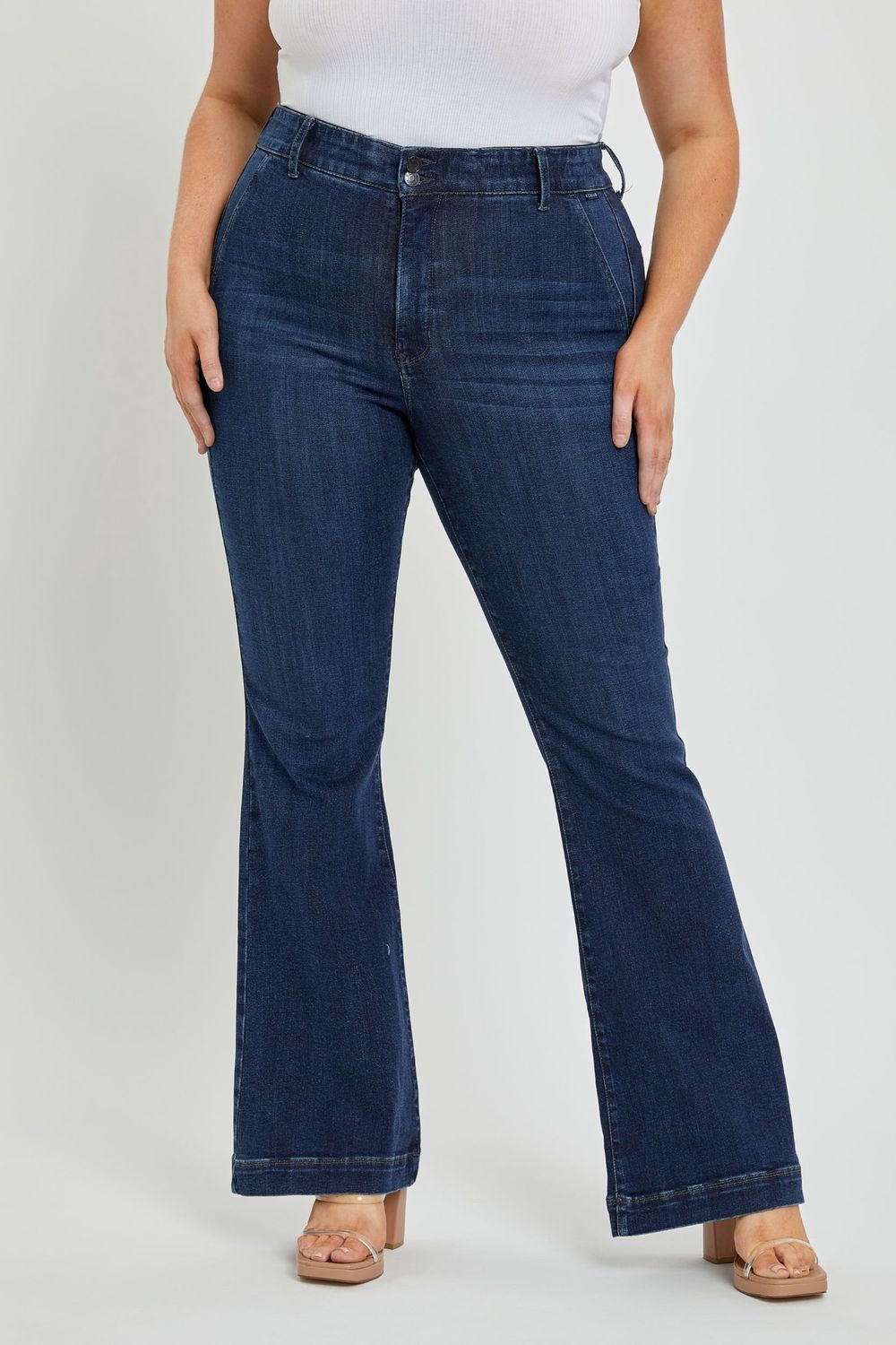 High Rise Flare with Tummy Control Band | Plus Size