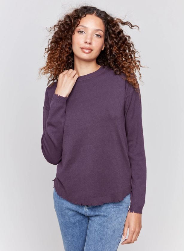 Frayed Edge Round Hem Sweater