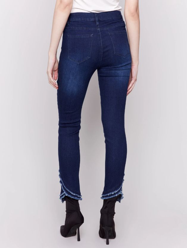 Slim Fit Jeans with Frayed Tulip Hem
