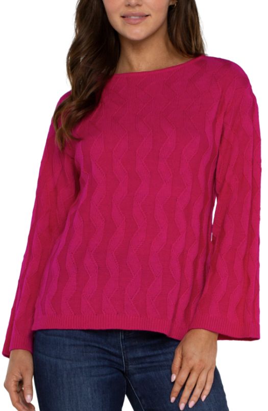 Long Sleeve Boatneck Weave Sweater