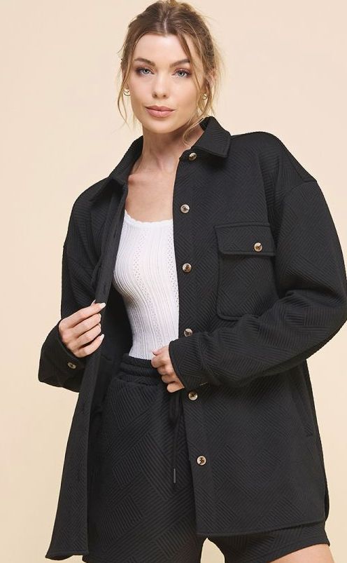 Jacquard Knit Shirt Jacket