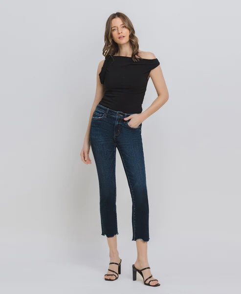 Carlene Mid Rise Crop Slim Straight