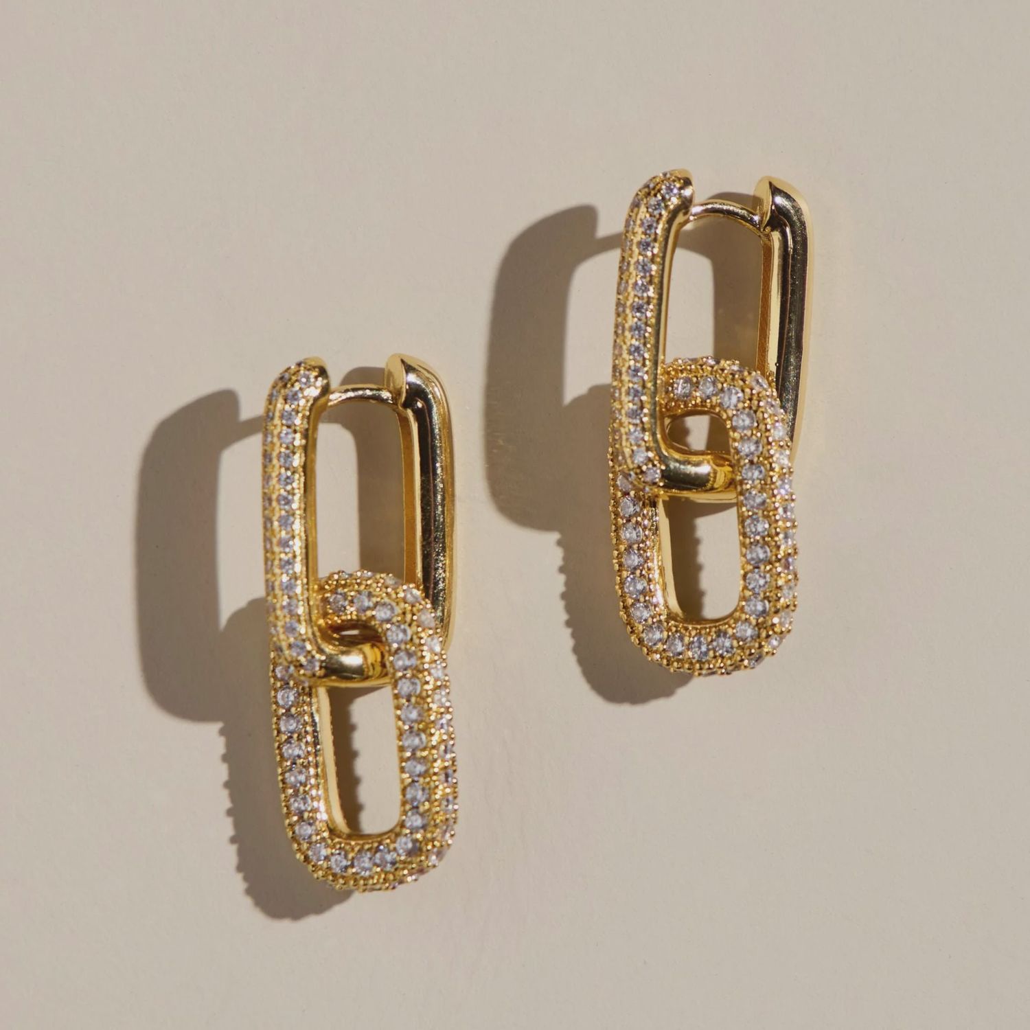 Pave&#39; Double Link Hoops