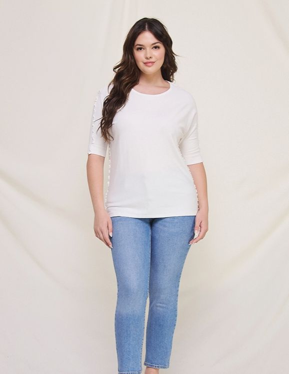 Ruffled Short Sleeve Dolman Top