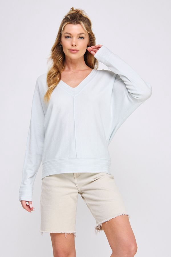 V Neck Pullover with Center Seam