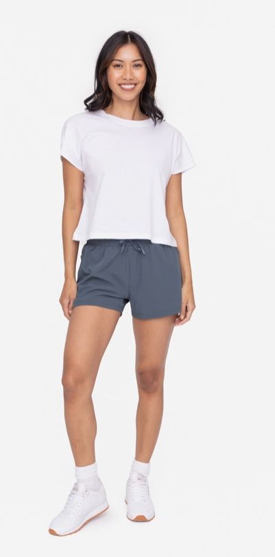 Drawstring Pocket Athleisure Shorts, Size: Small, Color: Midnight Navy