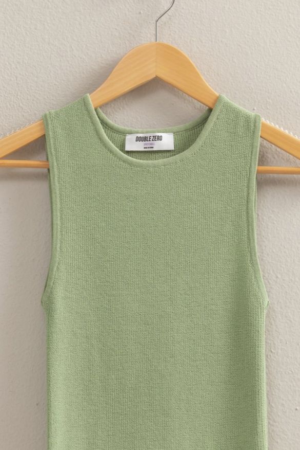 Ribbed Knit Flattering Fit Tank Top