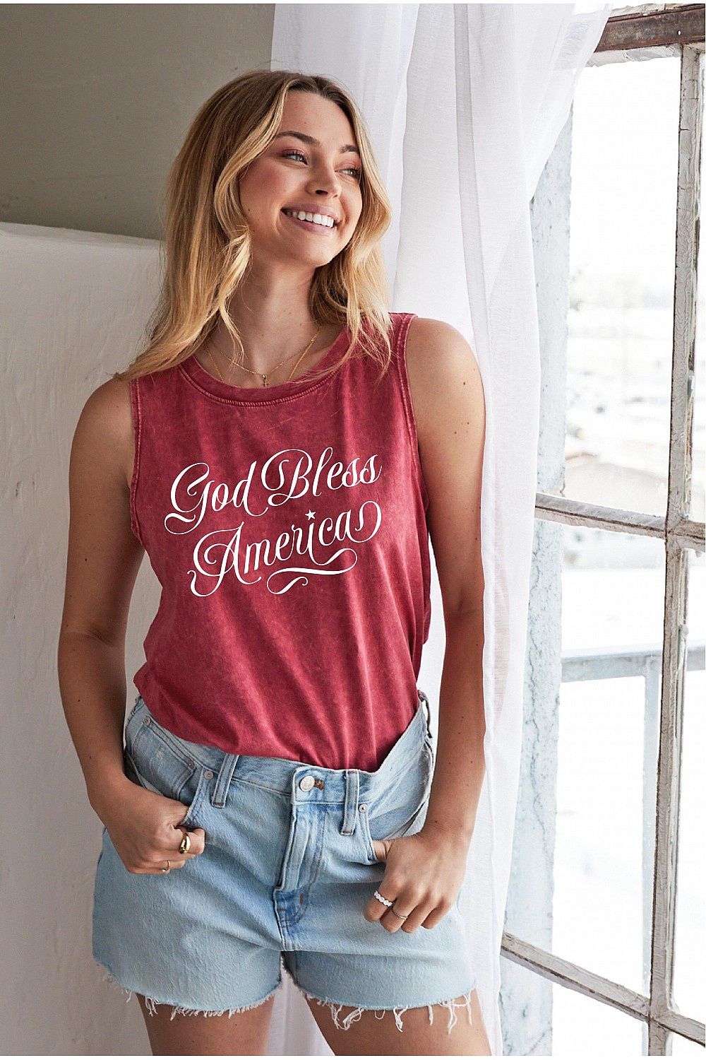 God Bless America Mineral Graphic Tank Top