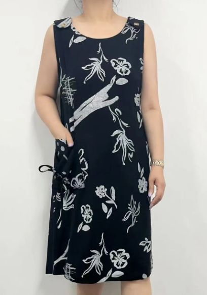 Garden Floral Pocket Dress, Size: Small, Color: Black