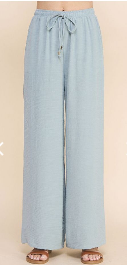 Soft &amp; Airy Drawstring Pants with Pockets, Size: Small, Color: Dusty Teal