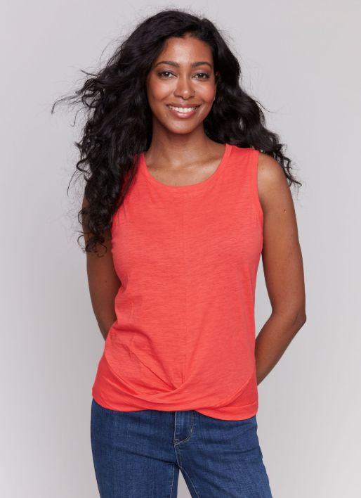 Sleeveless Tank Top with Twisted Hem