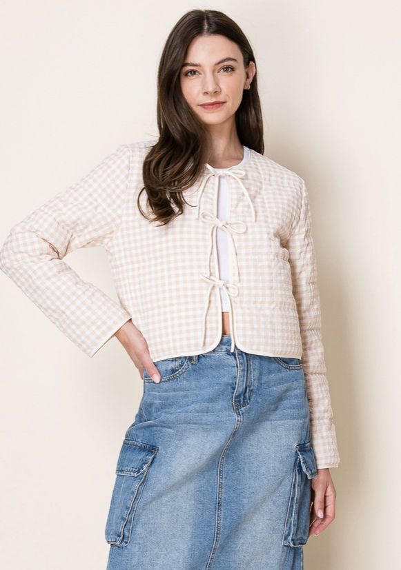 Lightweight Quilted Gingham Jacket