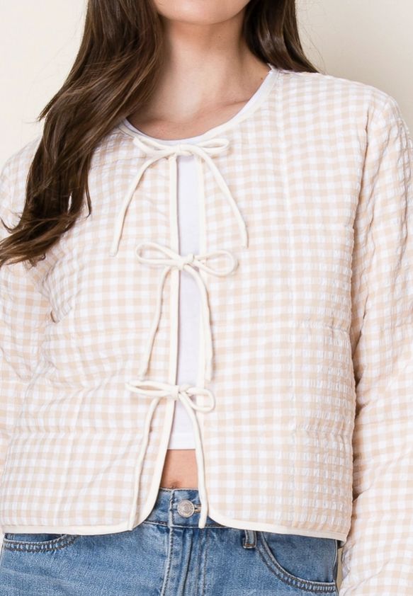 Lightweight Quilted Gingham Jacket
