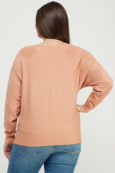 Soft Mixed Texture Slv Dolman Pullover Sweater