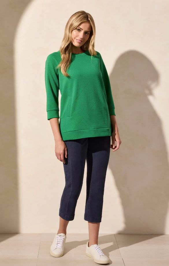 Quilted Knit Tunic With Kangaroo Pocket