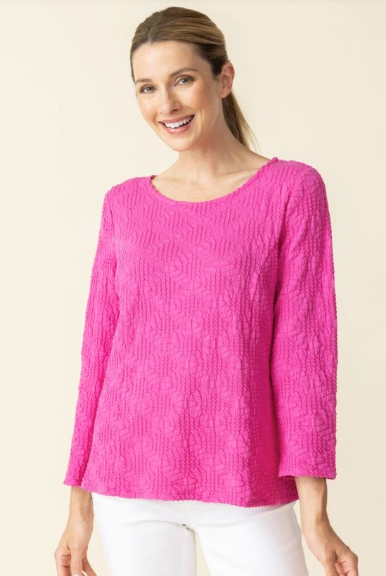 Sunburst Knit Boatneck Tee, Size: Small, Color: Berry