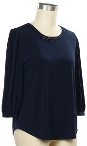 Dots Cool 3/4 Sleeve Solid Knit Top