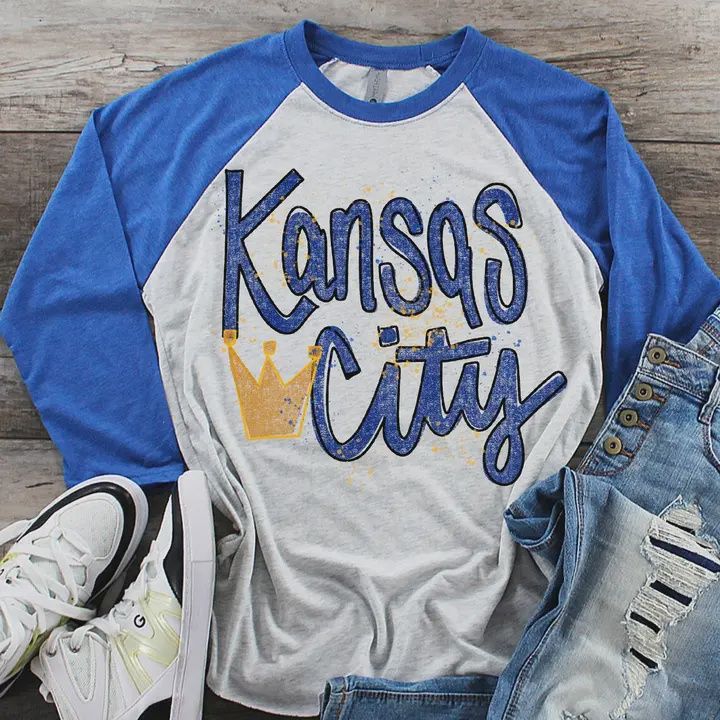 Kansas City Baseball T-Shirt, Size: Small, Color: Gray/Blue