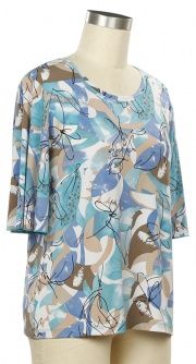 3/4 Sleeve Jetstream Print Top, Size: Small, Color: Cabana ink