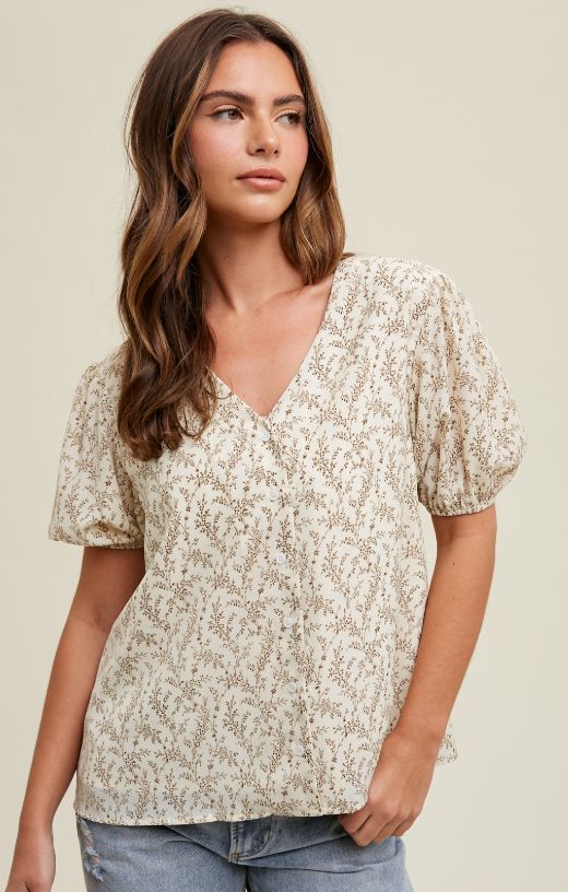 Floral Puff Sleeve Blouse