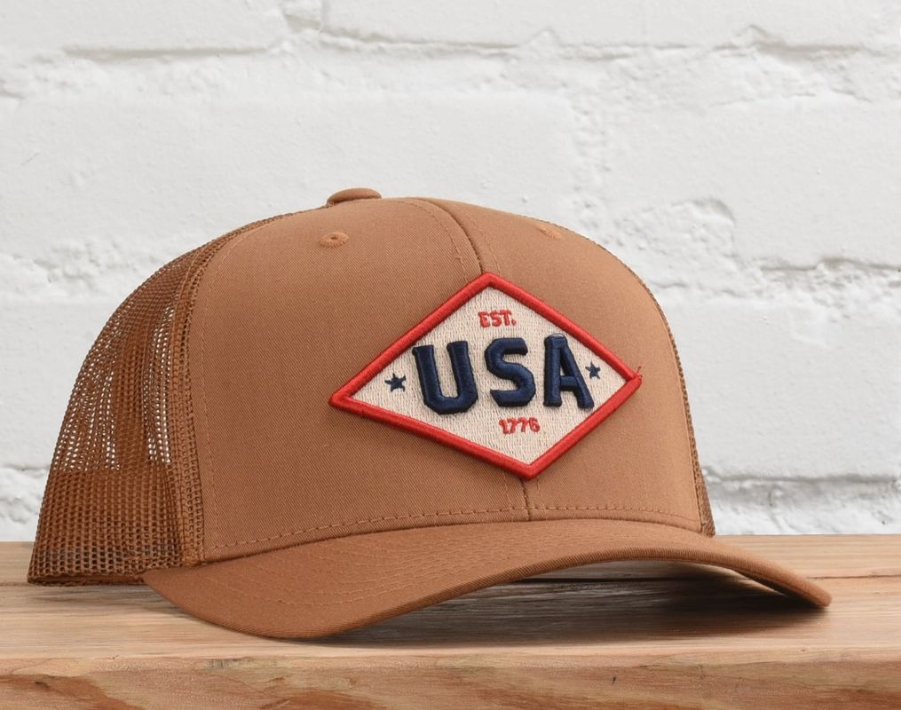 USA Gold Patriot Snapback Hat, Color: Caramel-Yupoong 6606