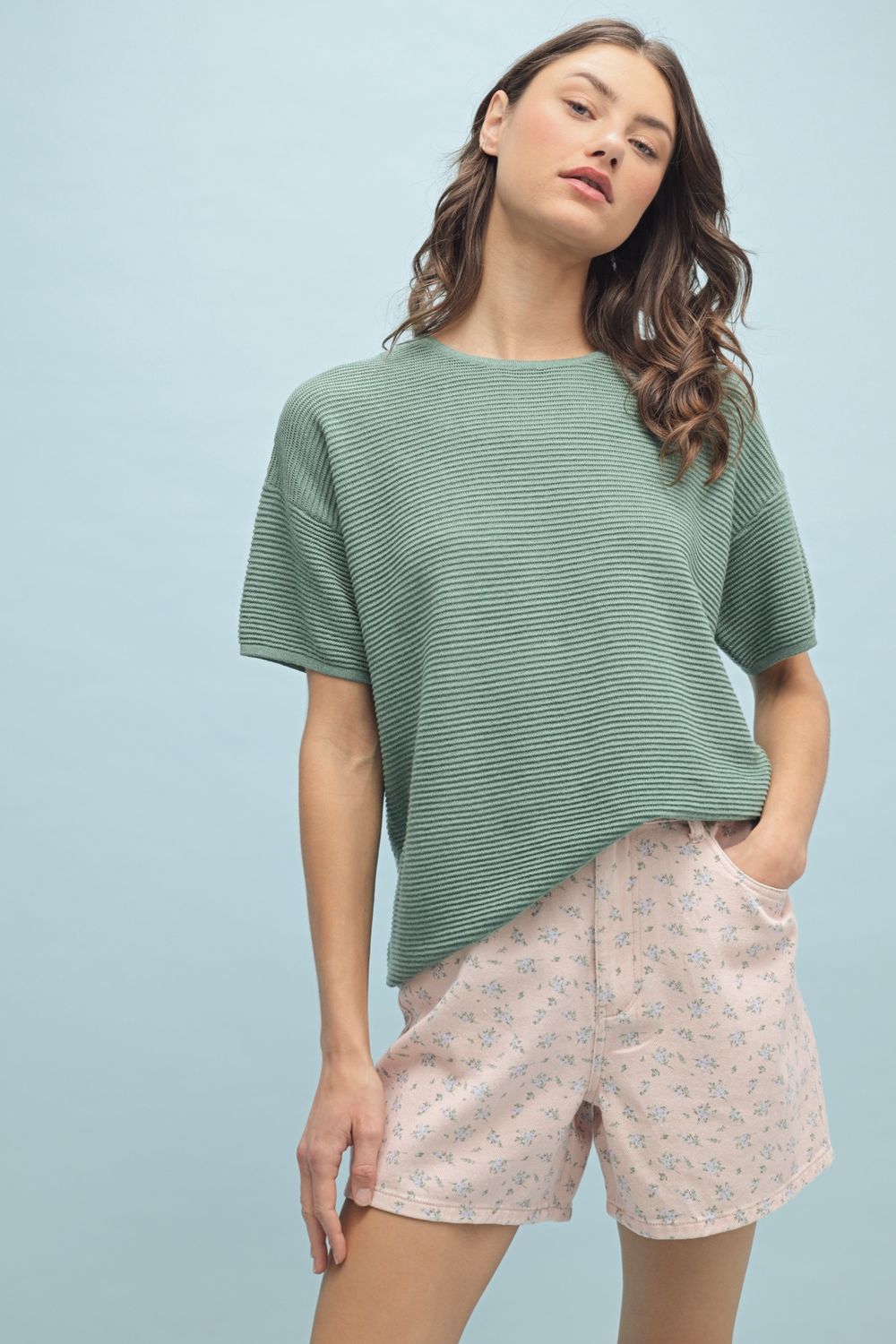 Ribbed Boxy Sweater Top