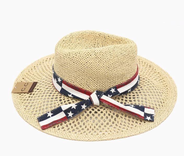 American Flag Band Trim Panama Hat