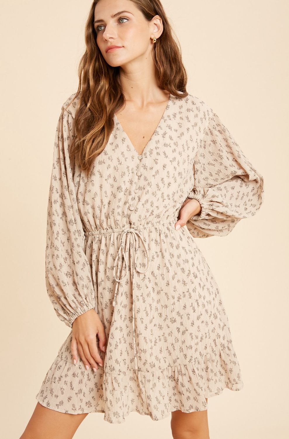 Floral Print Tie Mini Dress