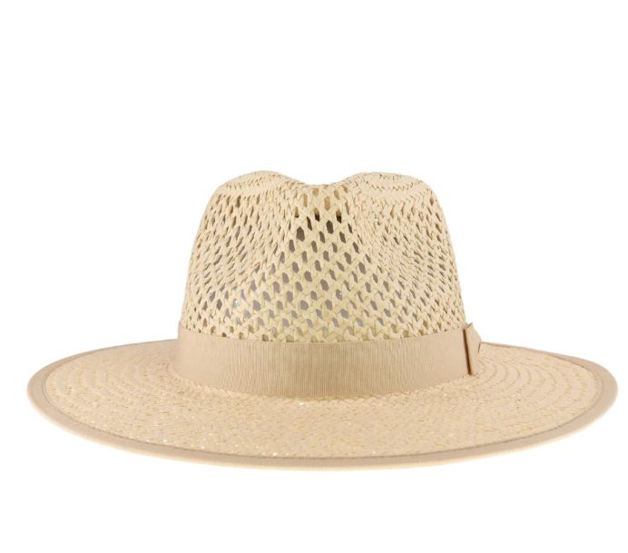 Open Weave Bow Trim C. C Panama Hat, Color: Natural