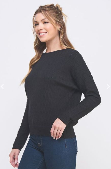 Soft Pointelle Cable Knit Dolman