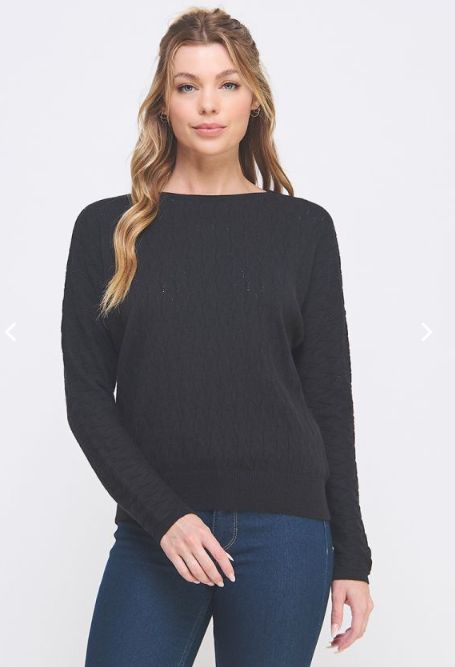 Soft Pointelle Cable Knit Dolman