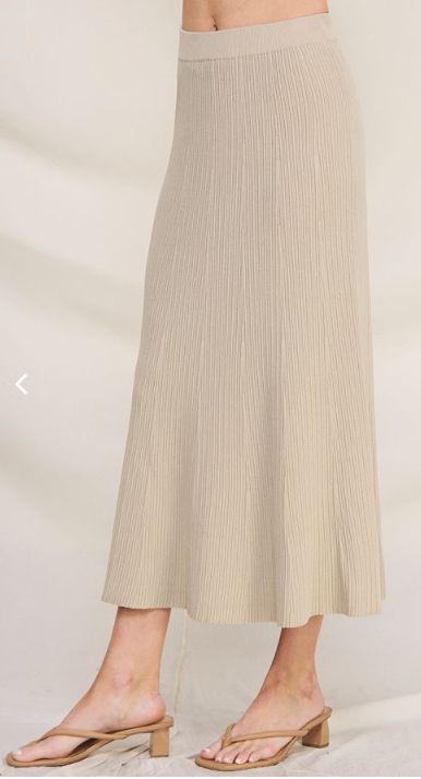 Knitted Textured Rib A-Line Skirt